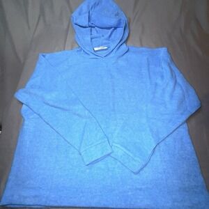 Zenana Women's Hooded Brushed‎ Melange Hacci Relaxed Fit Light Sweater L/XL Blue